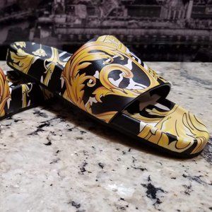 Authentic Versace Barocco Print Palazzo Flip-Flops Slides